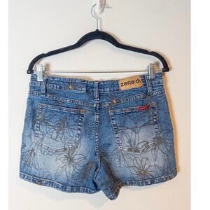 Vintage Y2K zana di Jeans Floral Embroidered Mid Rise Shorts Size 11